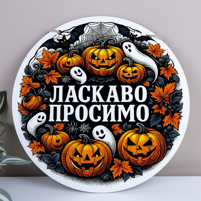 подвеска круг 33 см к Хэллоуину "Добро пожаловать"